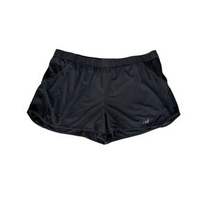 Athletic Works Womens Black Running Athletic Shorts 3X Mesh Panel Elastic‎ Waist